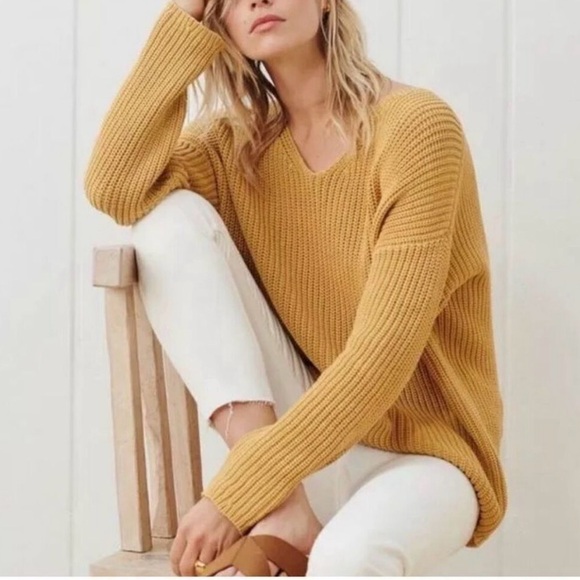 Jenni Kayne Cabin Fisherman
Oversize Sweater Organic Cotton Mustard Yellow M - Picture 3 of 11